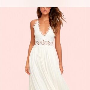 Lulus This is Love White Lace Maxi Dress Size XS